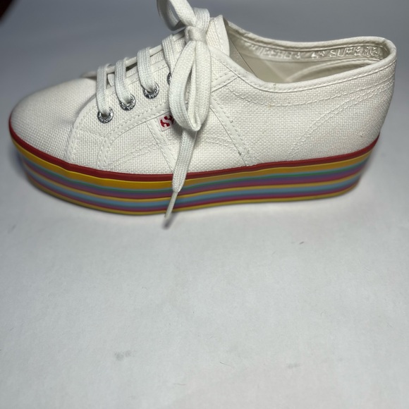 Superga white multicolored platform tennis. 6.5 - Picture 5 of 6